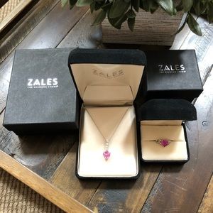 Zales Pink Sapphire Necklace and Ring